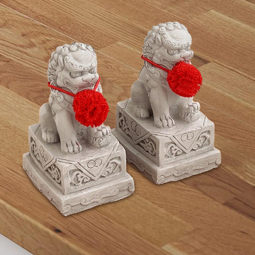 5 Paquete De 5-6 2 Estatuas De Piedra De Perros Fu 5 Piezas
