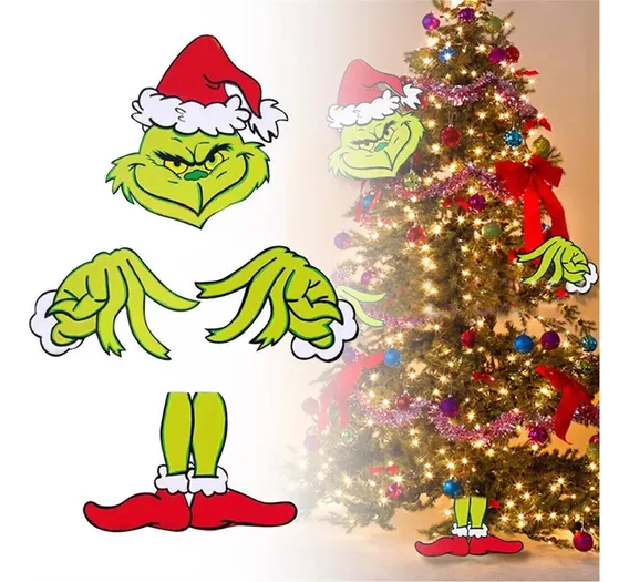 Grinch Grinch Navidad Cabeza Brazo Árbol De Navidad Sombrero