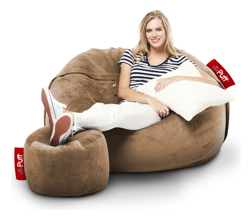 Puff Sillón 2 En 1 Con Cama Individual Con Taburete