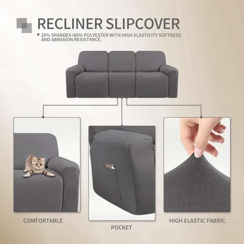 Funda Elastica Microfibra Sofa Reclinable Seccional 3 Cuerpo