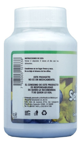 Semilla De Uva Organica 90 Caps  Margarita Naturalmente Sabor Natural