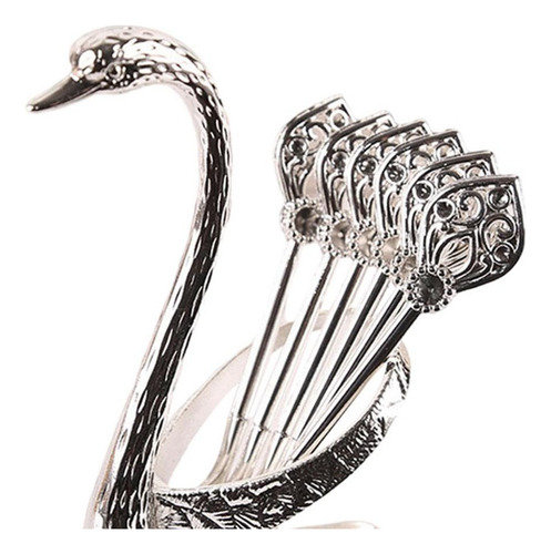 Para 6 Cucharas Café Con Soporte Cisne, Cucharaditas,