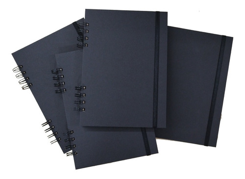 Cuaderno A5 Negro Ecológico (15x21) Anillado 120 H - Pack X4