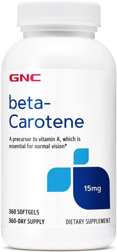 Betacaroteno Gnc Vitamina A 25000 Iu 360 Caps Mejora Vision