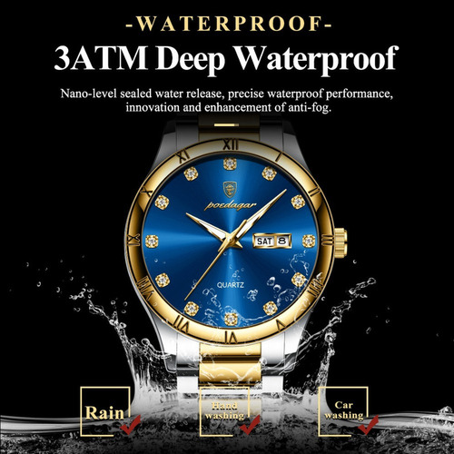 Reloj Luminoso De Acero Inoxidable Para Hombre Con Fecha Y S