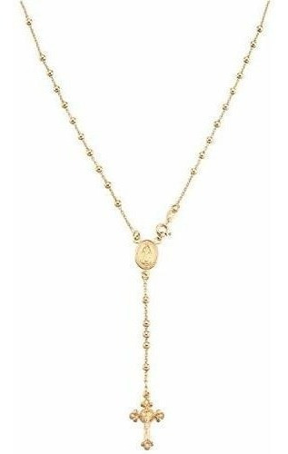 Collar De Oro De 18 K Sobre Plata De Ley Italiana Con Rosari