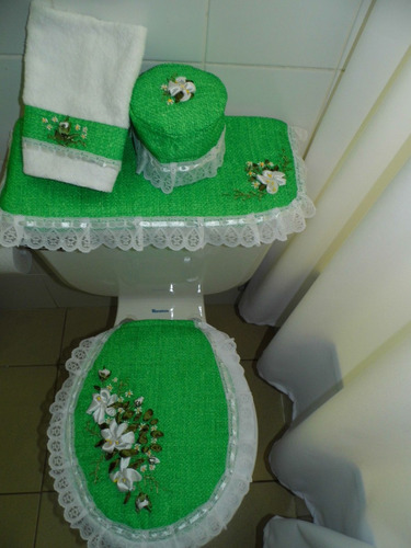 Juegos De Baño Exclusivos, Bordados Con Cinta. (verde Joven)
