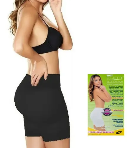 Faja Body Siluette Boxer Alto Con Silicon Mod. 1301