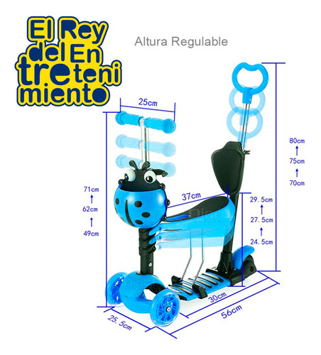 Monopatin Tripatín Buggy Infantil C/ Asiento Y Guía - El Rey