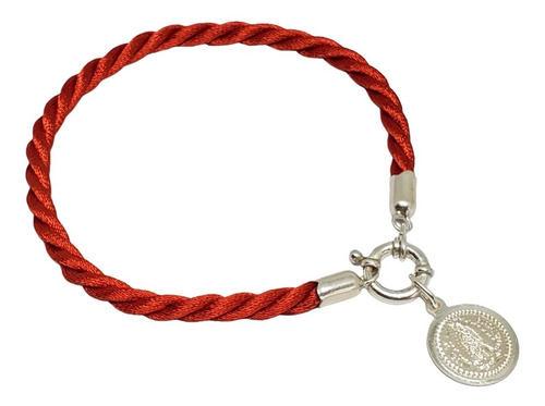 Pulsera Plata Hilo Seda Rojo Dije Virgen Guadalupe Marinero