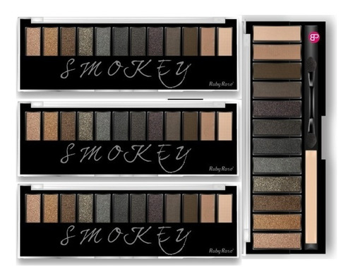 8 Paleta Sombra Smokey Ruby Rose 12 Cores Kit C/ 8 Paletas