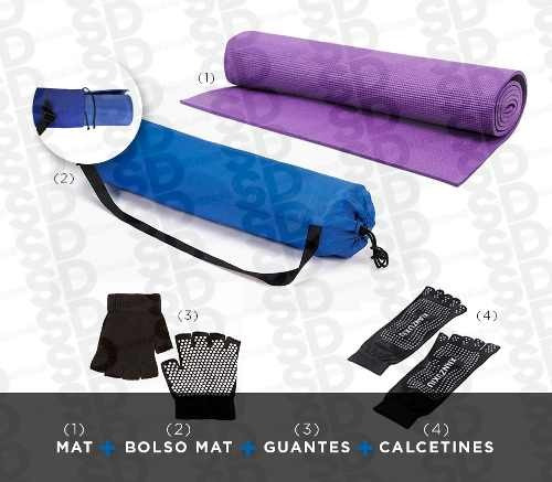 Kit Pack Yoga Mat 4 Mm + Calcetines + Guantes