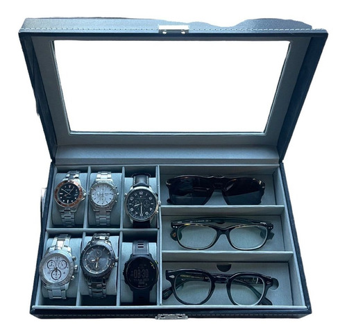 Caja Organizador 3 Par De Lentes 6 Relojes.