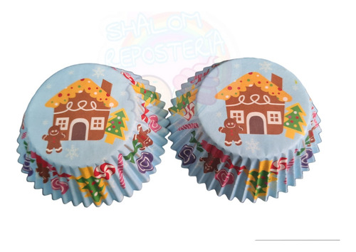 * Capacillos Azules Casa Jengibre Navidad Cupcake Fondant