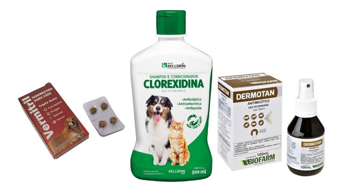 Kit Tratamento Dermatite Canina E Micose - Anti Pulgas Full Fragrância Violeta