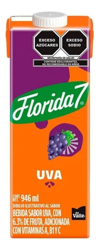 13 Pza Bebida Del Valle Florida 7 Uva 946 Ml