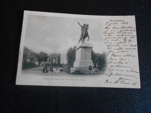 Antigua Foto Postal De Estatua De Luis Xlv . 1902. 