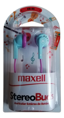 Pack 6 Audifonos Maxell Stereo Buds Eb-95 / 3 Colores