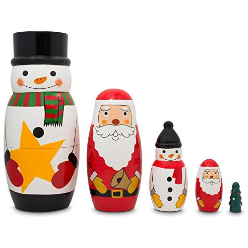 Bestpysanky Santa, Snowman &amp; Christmas Tree Wooden Nesti