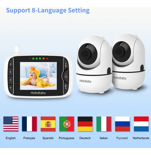 Monitor De Vídeo Para Bebés Hellobaby Hb65 Con 2 Cámaras, Vi