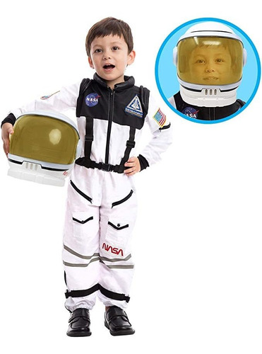 Disfraz De Piloto Astronauta De La Nasa, Con Casco De Viser.