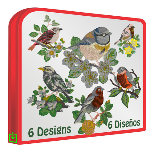 Pajaros Realistas Set De 6 Diseños Bordadoras Bordar Ropa