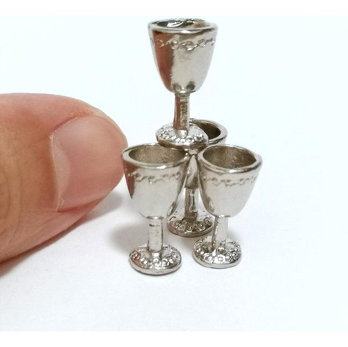 Kit De Copa Dorado En Miniatura De , Decoración 1/12, Plata