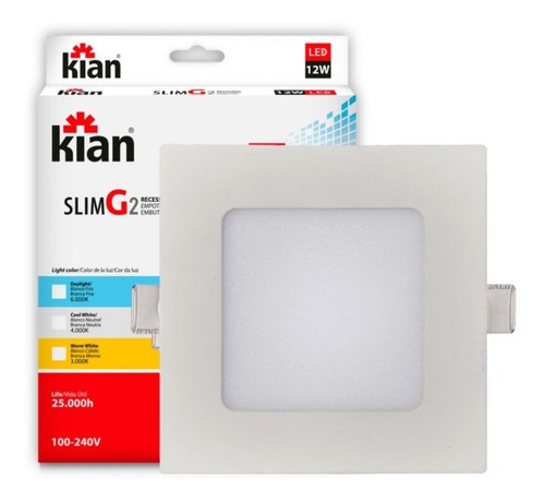 Jogo 10 Luminária Led 12w Quadrada Embutir Gesso Teto 6000k