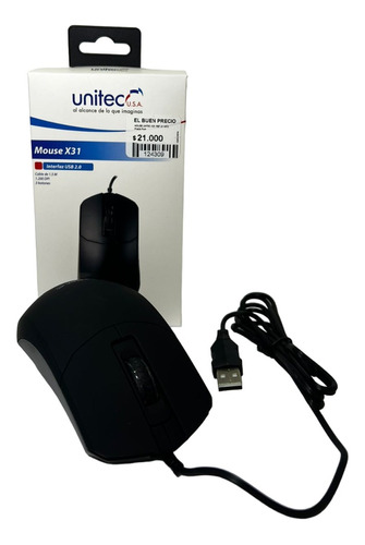 Mouse Alambrico Con Usb2.0 Cable De 1,5m Unitec X31