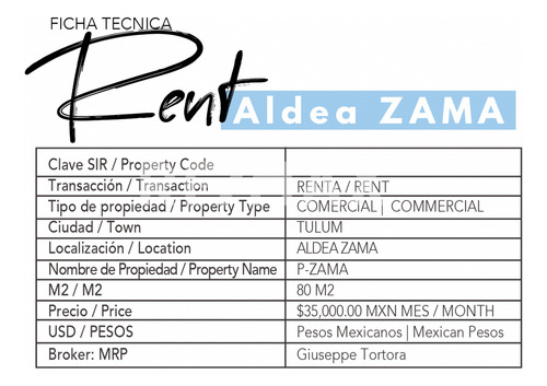 Renta Aldea Zama Local En Renta 80m2