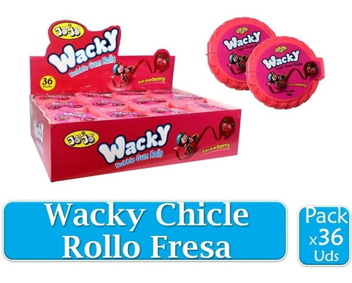 Wacky Chicle Rollo Fresa X 36 Uds - Unidad a $1475
