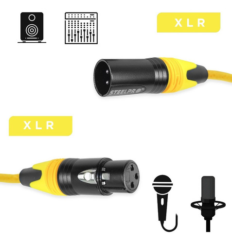 Imagen 4 de 5 de Cable Xlr 6m Balanceado Profesional Macho - Hembra Steelpro