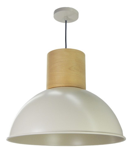 Lámpara Colgante Galponera Campana 52x23cm Madera Apto Led