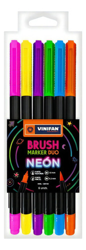 Marcador Vinifan Brush Marker Duo Neon X6 (76191)