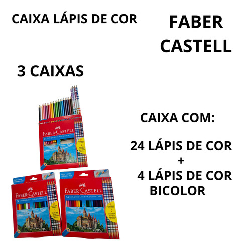 Lapis Cor 24 Cores Faber 20 C0res + 4 Bicolor Escolar Barato