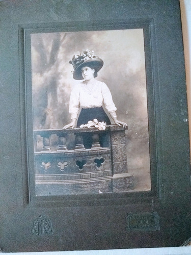 Foto 1900 Dama Con Sombrero 20x14,5 Carton Duro