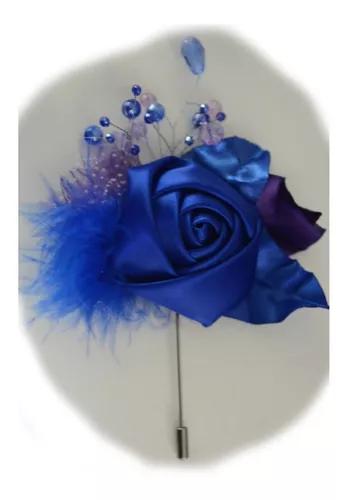 Azar Fistol Novio Boda Boutonnier Rosa Azul Rey