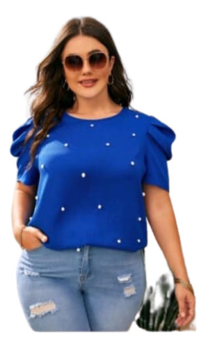 Blusa Perlas Dama Polera Grande Extralinda L Xl