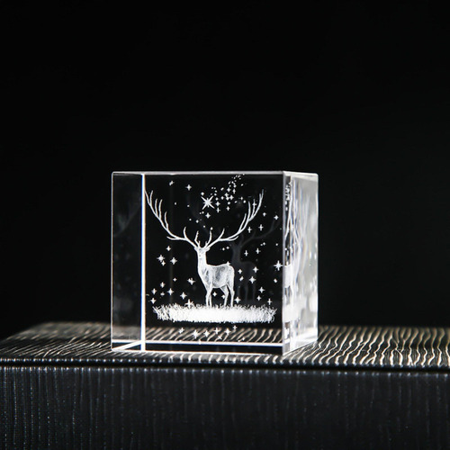 6 Cubo De Cristal 3d Gravura Peso Papel Lembranças Alce