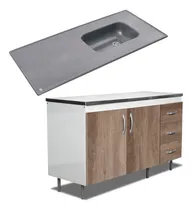Comprar Combo Bajo Mesada 1,40m + Mesada Mármol Sintético Con Bacha