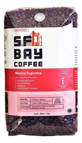  San Francisco Bay Coffee, Cafe Mezcla Suprema En Grano. 1kg