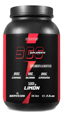 Aminoácidos Bcaas 300 Suplements 1 Kg Sabores 100 Servicios Limón