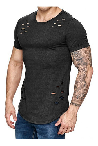 Polera En L Para Hombre De Manga Corta Lisa Con Agujeros E