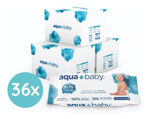 Toallitas Húmedas Aqua Baby 36 Packs De 60 Unidades