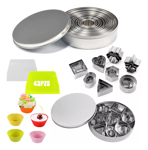 43pzs Moldes Cortadores Galletas Reposteria Acero Inoxidable