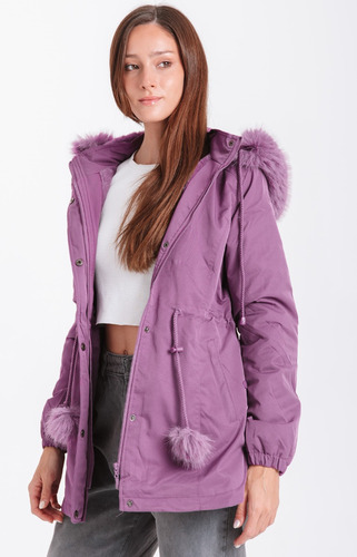 Campera Parka Mujer Gabardina Con Piel Yd Capucha 