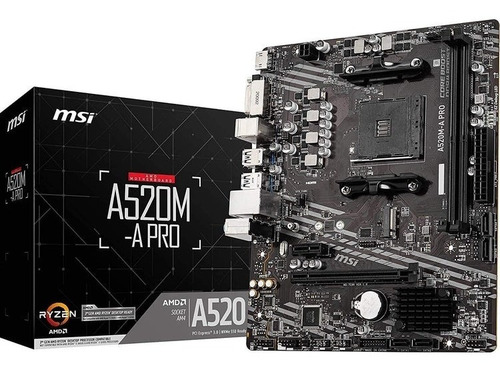 Placa Msi A520m-a Pro, Ddr4, Ryzen 3ra Gen 4000 Series