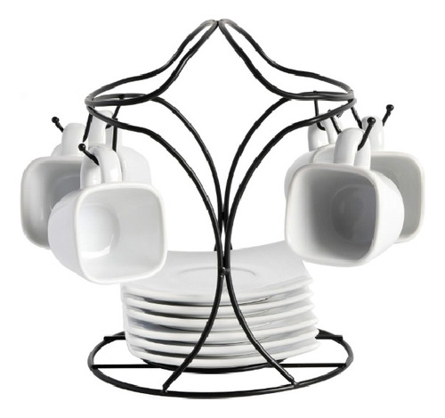 Jgo De Tazas Y Platos De Cerámica C/ Base De Metal Gibson Blanco Elite Gracious Dining