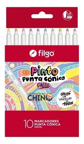 Marcadores Fibras Filgo Pinto 2221 Pastel Escolar 10 Colores