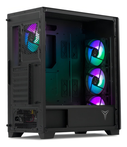 Gabinete Gamer Yeyian Phoenix Con Ventana, Midi-tower, Atx/micro-atx/mini-itx, Usb 3.2, Sin Fuente, 4 Ventiladores Argb Instalados, Enfriamiento Liquido Soportado 360mm, Negro, Ycm-appho-01
